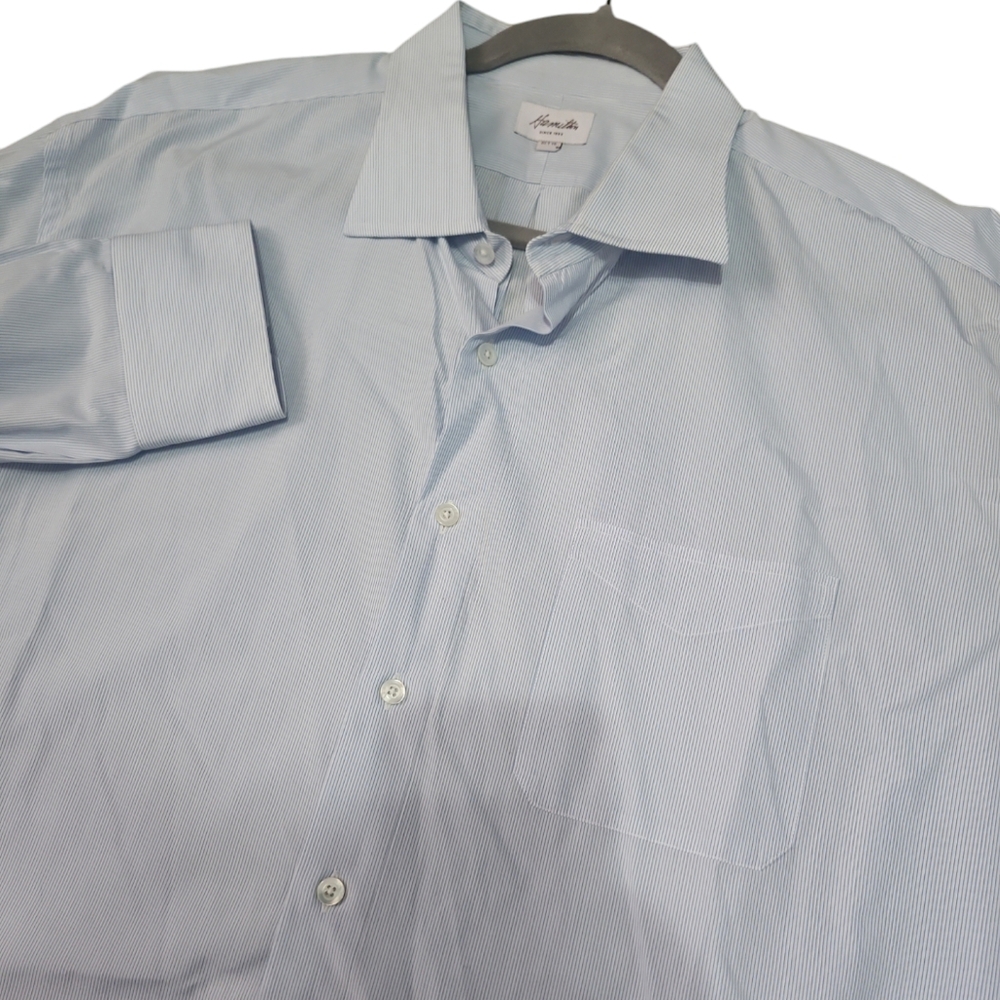 Hamilton Oct 19‎ Men's Blue and White  Pinstripes Dress Shirt Size XXL
